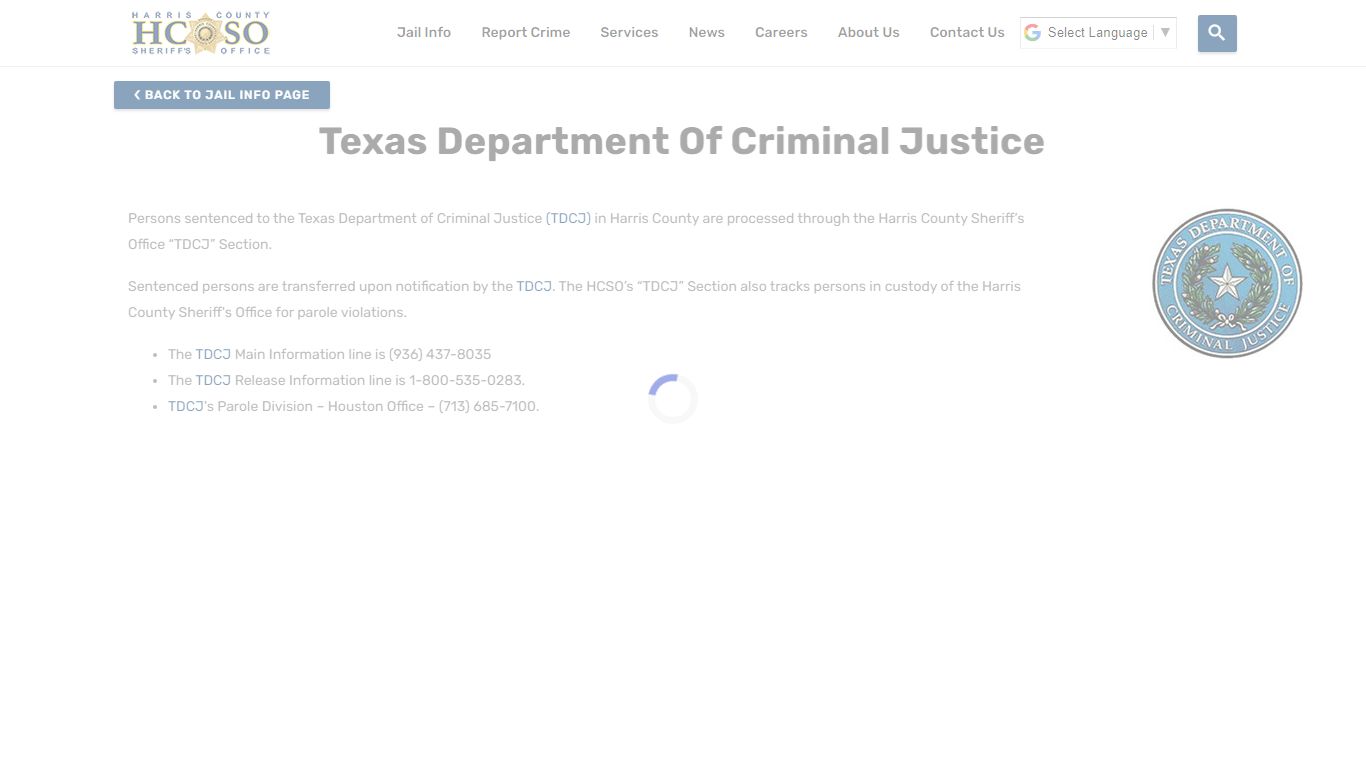 Texas Department of Criminal Justice - Harris County Texas Sheriff's Office